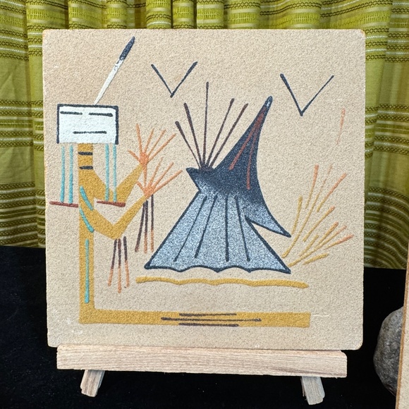 Vintage sand art, Mid Century Southwestern artwork - Picture 1 of 4